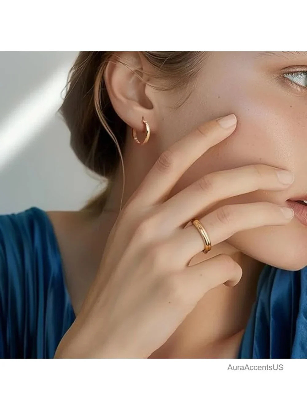 14K Gold Plated Hoop Earrings for Women Dainty Sleek Chic Style